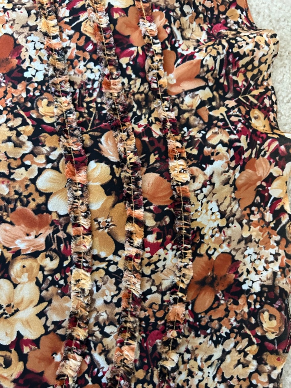 Fall Floral Tiered Maxi Skirt Warm Tones Sz Medium by Coldwater Creek - Picture 5 of 8
